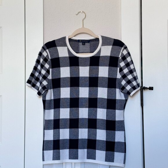 Brooks Brothers Sweaters - Brooks Brothers Blue White Plaid Short Sleeve Sweater Size L